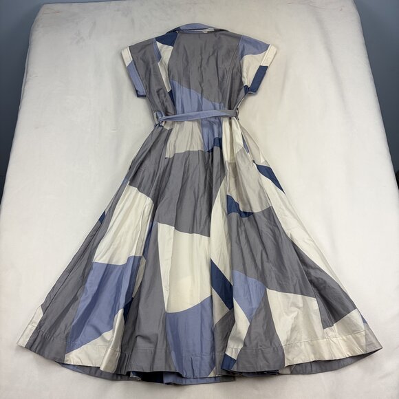 Donna Karan 1950s-Inspired Geometric Shirt Dress Midi Sz 6 - Picture 3 of 9